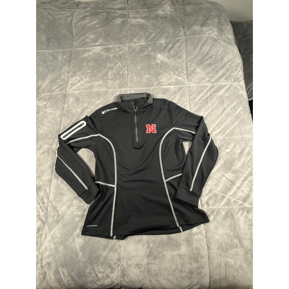 Columbia Golf Nebraska Huskers Quarter Zip Pullover Black Omni-Wick Womens Small